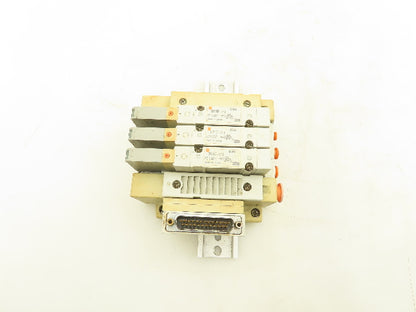 SMC SV2100-5FU Pneumatic 3-Station Manifold 5/2 Solenoid Valves 24VDC