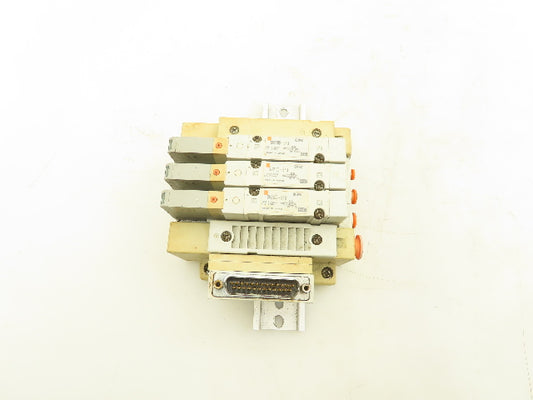 SMC SV2100-5FU Pneumatic 3-Station Manifold 5/2 Solenoid Valves 24VDC