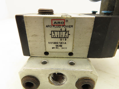ARO M212SS-120-A Pneumatic 2-Station Manifold 5/2 Solenoid Valves 120V 1/4" NPT