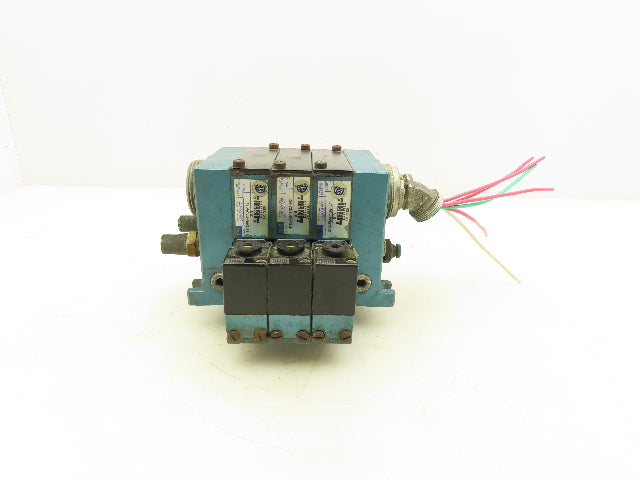 MAC 811C-PM-111DA-142 Pneumatic 3-Station Manifold 5/2 Solenoid Valves 120V