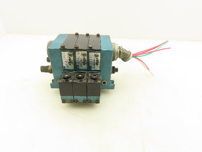 MAC 811C-PM-111DA-142 Pneumatic 3-Station Manifold 5/2 Solenoid Valves 120V