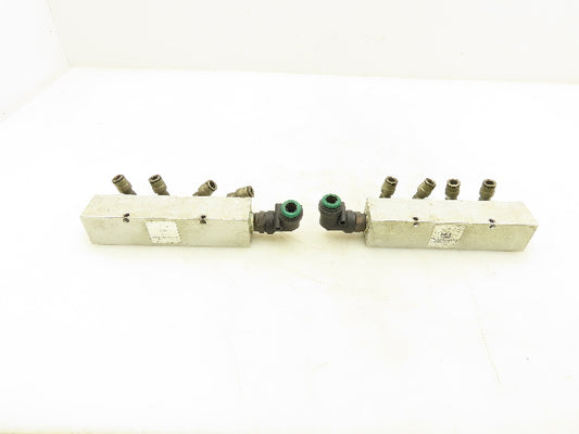 Manifold Systems Inc 4-Station Aluminum Manifold 1/4" NPT  Lot of 2