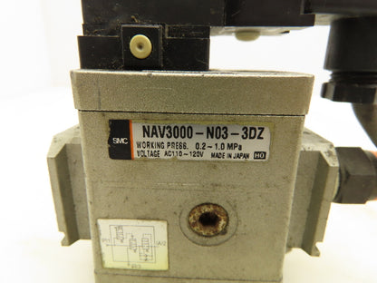 SMC NAV3000-N03-3DZ Pneumatic 2-Way Soft Start Solenoid Valve 120V 3/8" NPT
