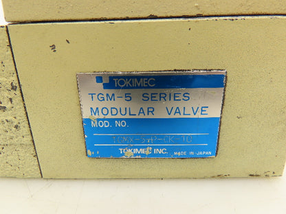 Tokimec TGMX-5-P-CK-10 Hydraulic Pressure Reducing Modular Stack Valve