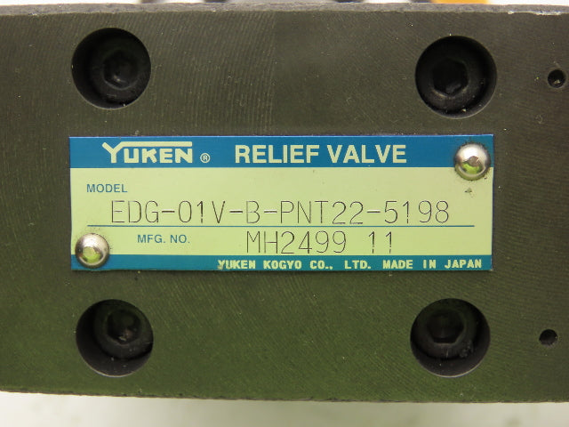 Yuken EDG-01V-B-PNT22-5198 Proportional Solenoid Relief Valve EBG-03-C-T-5129