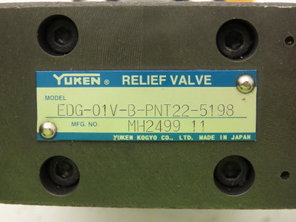 Yuken EDG-01V-B-PNT22-5198 Proportional Solenoid Relief Valve EBG-03-C-T-5129