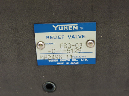 Yuken EDG-01V-B-PNT22-5198 Proportional Solenoid Relief Valve EBG-03-C-T-5129