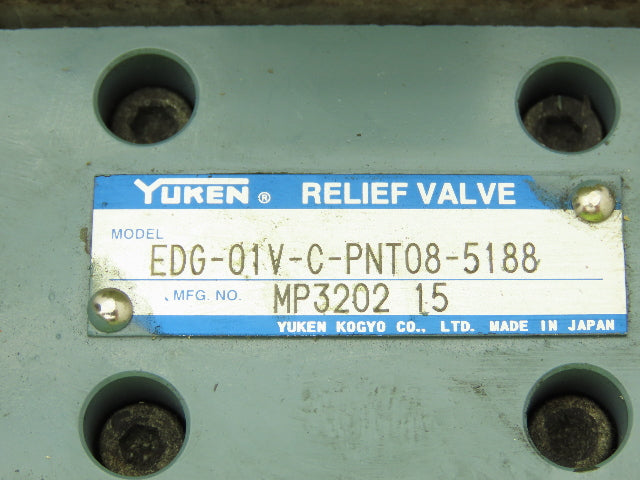 Yuken EDG-01V-C-PNT08-5188 Proportional Solenoid Relief Valve EBG-03-C-5120