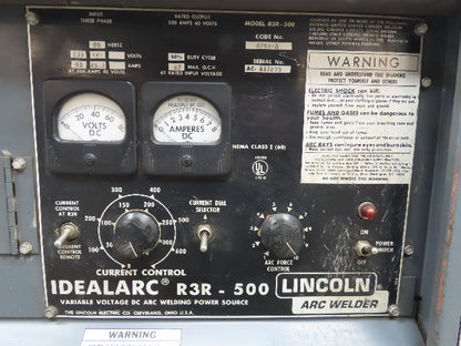 Lincoln 8794 M IDEALARC R3R 500 Amp DC Arc Stick Welder Welding Power Souce 3PH