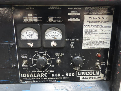 Lincoln 8794 M IDEALARC R3R 500 DC Arc Welding Power Source Welder Tested Leads