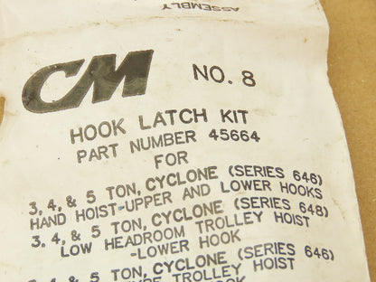 CM 45664 Columbus Mckinnon No 8 Hook Latch Kit