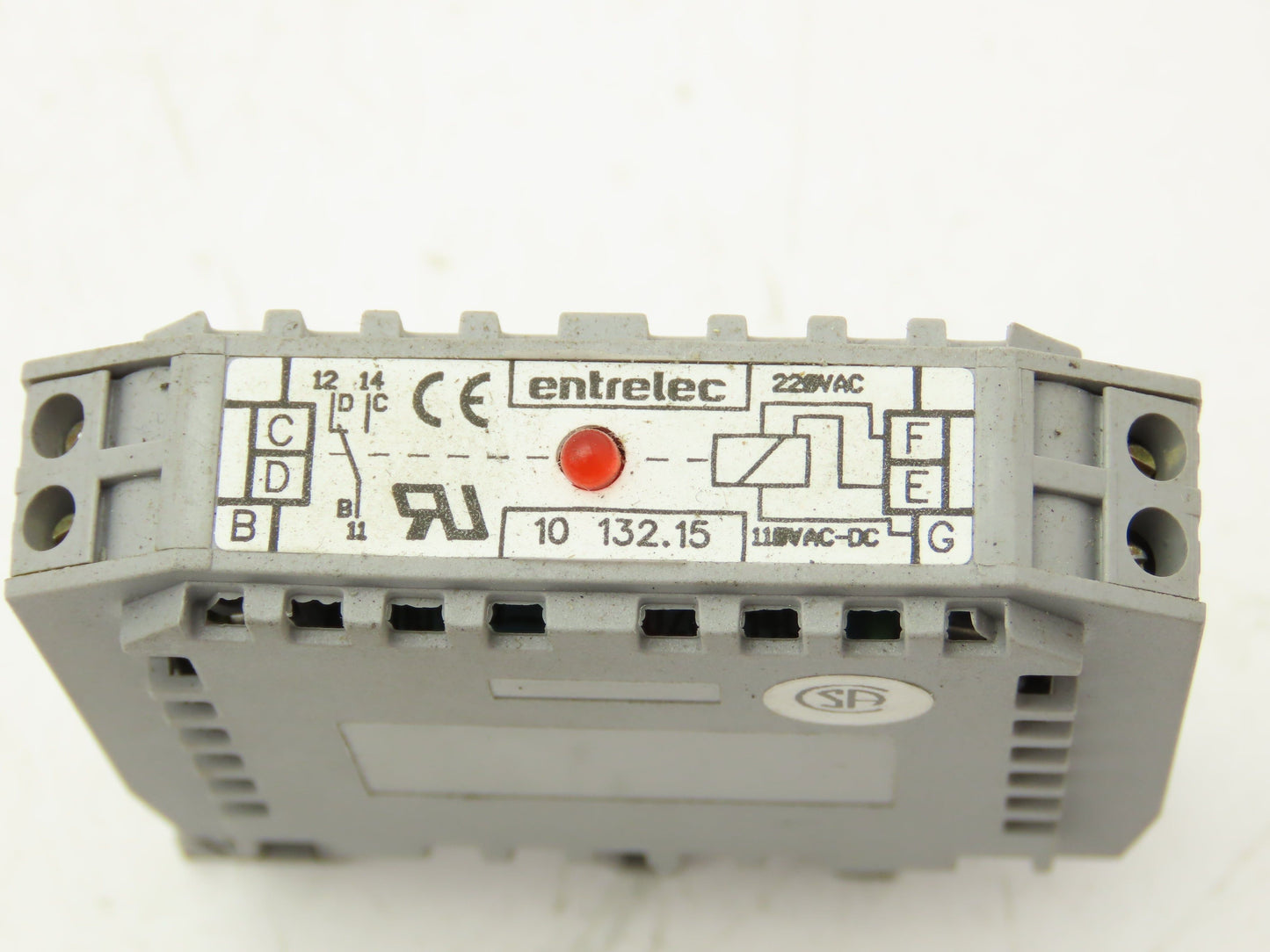 Entrelec 10132.15 Terminal Block Red Light Indicator 220V Lot of 6