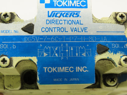 Tokimec Vickers DG5V-7-6C-T-P7-H-80-JA Directional Control Solenoid Valve 24VDC