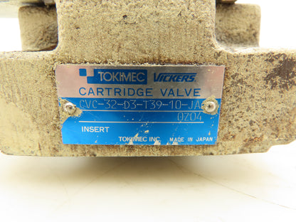 Vickers CVC-32-D3-T39-10-JA Solenoid Control Cartridge Valve Cover 24VDC