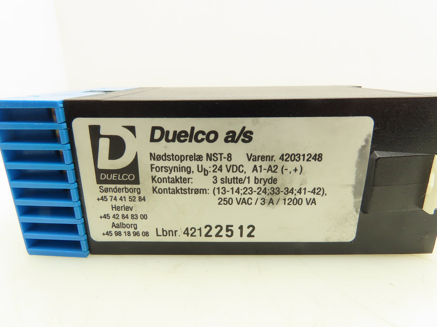 Duelco NST-8 Emergency Stop Relay 24V 250V 3A