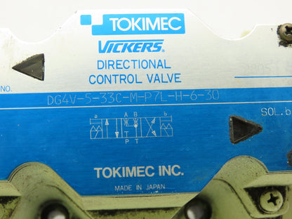 Tokimec Vickers DG4V-5-33C-M-P7L-H-6-30 Directional Control Solenoid Valve 24VDC