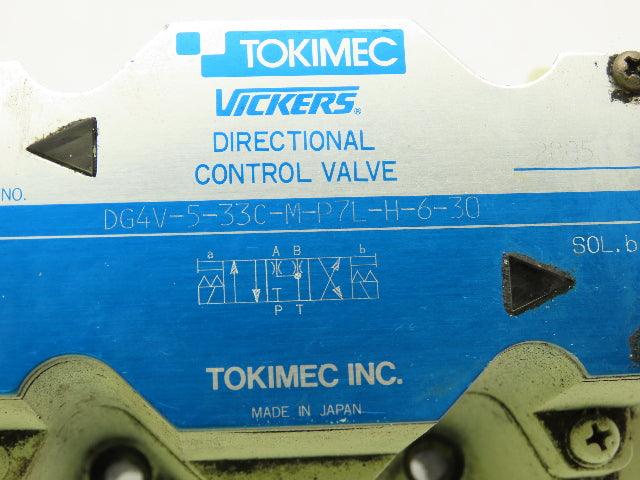 Tokimec Vickers DG4V-5-33C-M-P7L-H-6-30 Directional Control Solenoid Valve 24VDC