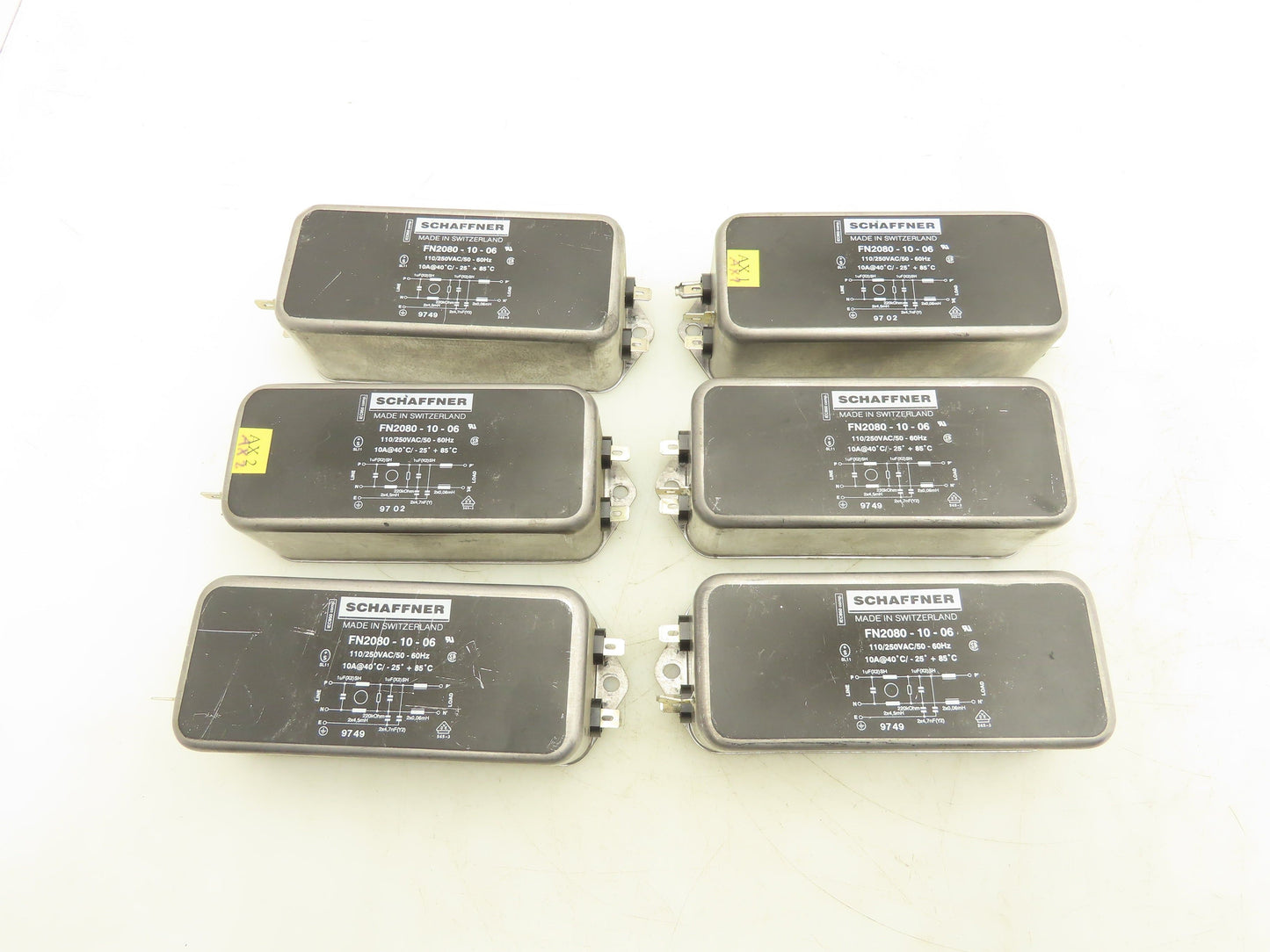 Schaffner FN2080-10-06 Power Line Filter 110/250V 10A Lot of 6