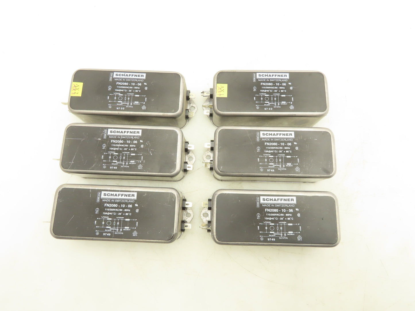 Schaffner FN2080-10-06 Power Line Filter 110/250V 10A Lot of 6