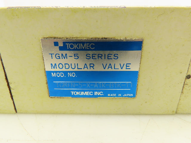 Tokimec Vickers TGMFN-5-X-A1K-B1K-11 Flow Control Modular Restrictor Valve