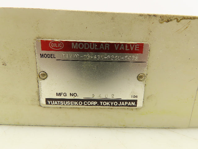 Yuatsuseiko Oilic R1VMC-03-A35-B250-5028 Modular Flow Control Valve