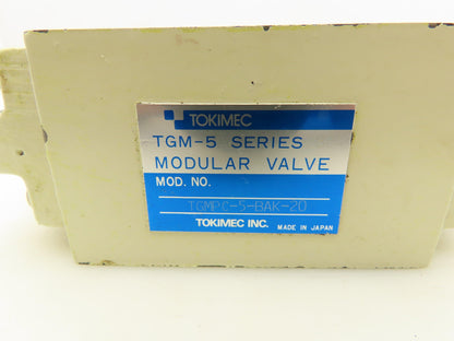 Tokimec Vickers TGMPC-5-BAK-20 Modular Check Valve