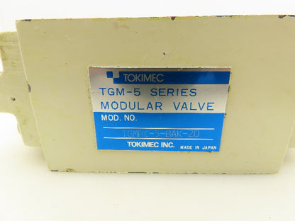 Tokimec Vickers TGMPC-5-BAK-20 Modular Check Valve