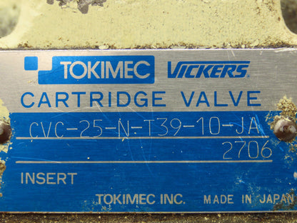 Tokimec Vickers CVC-25-N-T39-10-JA Cartridge Valve Cover