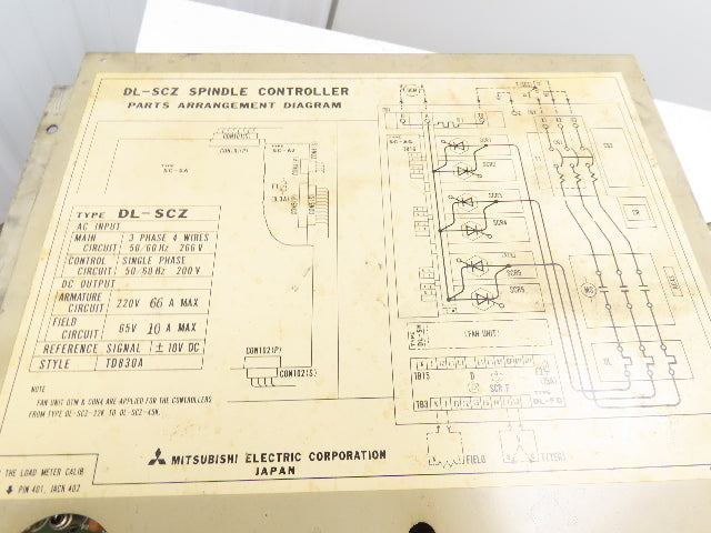 Mitsubishi DL-SCZ Spindle Controller 220V 40A No Fuse Breaker For CNC 3PH