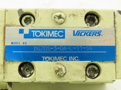 Vickers DG20S-3-0A-L-11-S4 Directional Control Lever Valve 2-Pos Spring Return
