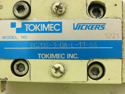 Vickers DG20S-3-0A-L-11-S4 Directional Control Lever Valve 2-Pos Spring Return