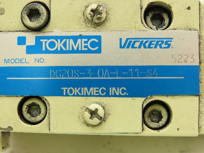 Vickers DG20S-3-0A-L-11-S4 Directional Control Lever Valve 2-Pos Spring Return