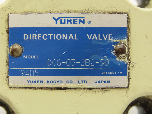 Yuken DCG-03-2B2-50 Directional Control Cam Lever Valve 2-Pos Spring Return