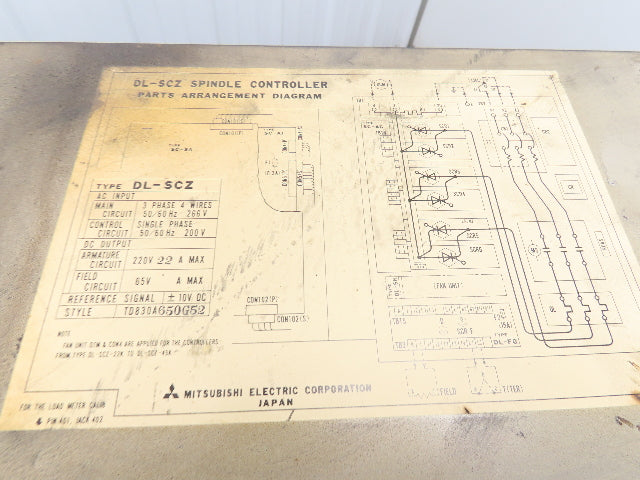 Mitsubishi DL-SCZ Spindle Controller 200V 75A No Fuse Breaker For CNC 3PH