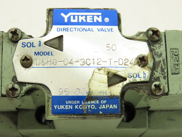 Yuken DSHG-04-3C12-T-D24-50 Directional Control Solenoid Valve 24VDC