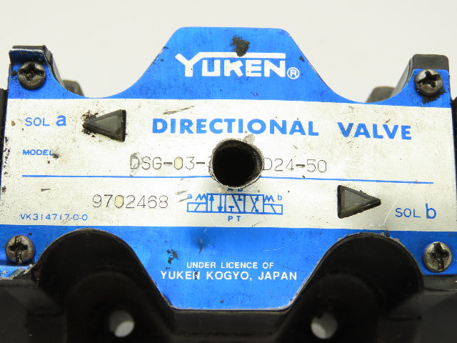 Yuken DSG-03-3C12-D24-50 Directional Control Solenoid Valve 24VDC