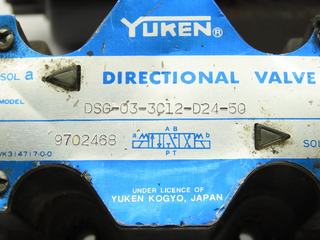 Yuken DSG-03-3C12-D24-50 Directional Control Solenoid Valve 24VDC