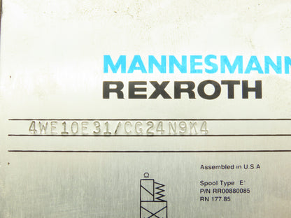 Rexroth 4WE10 E31/C-G24-N9-K4 Directional Control 4/3 Solenoid Valve 24VDC