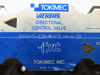 Tokimec Vickers DG4V-5-22A-M-P7L-H-6-30 Directional Control Solenoid Valve 24VDC
