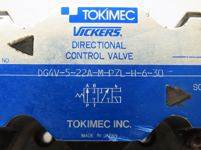Tokimec Vickers DG4V-5-22A-M-P7L-H-6-30 Directional Control Solenoid Valve 24VDC