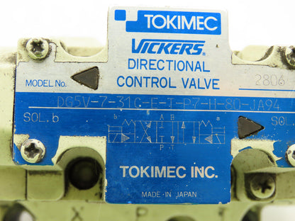 Tokimec Vickers DG5V-7-31C-E-T-P7-H-80-JA94 Directional Control Solenoid Valve