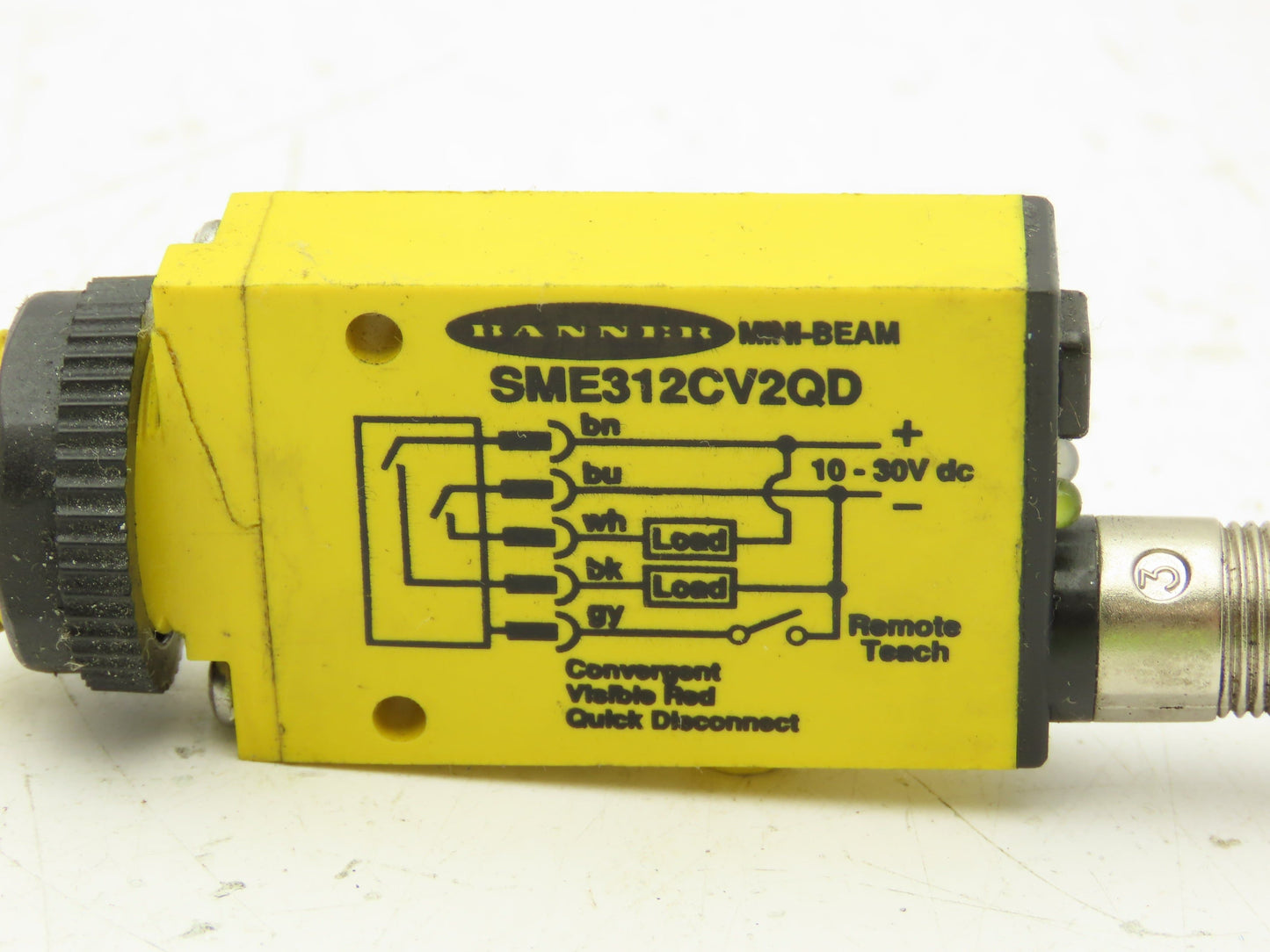 Banner SME312CV2QD Mini-Beam Photoelectric Sensor Convergent 43mm M18  Lot of 2