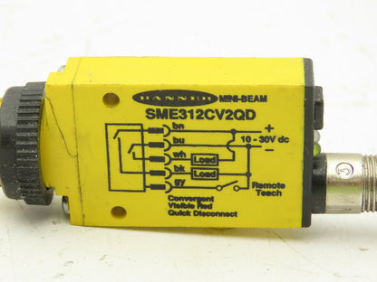 Banner SME312CV2QD Mini-Beam Photoelectric Sensor Convergent 43mm M18  Lot of 2