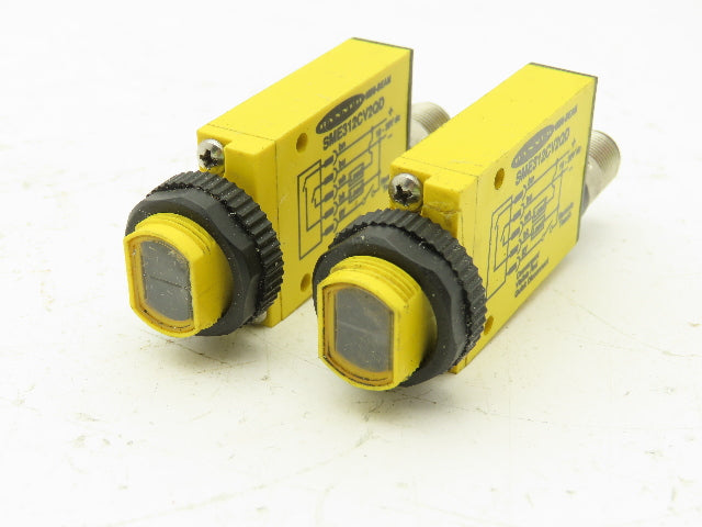 Banner SME312CV2QD Mini-Beam Photoelectric Sensor Convergent 43mm M18  Lot of 2