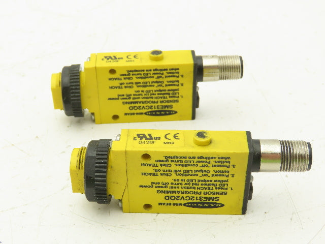 Banner SME312CV2QD Mini-Beam Photoelectric Sensor Convergent 43mm M18  Lot of 2