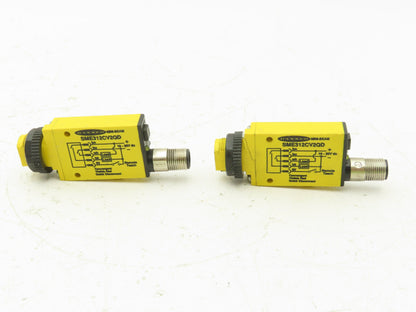 Banner SME312CV2QD Mini-Beam Photoelectric Sensor Convergent 43mm M18  Lot of 2