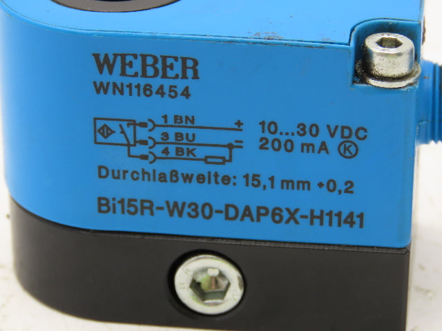 Weber Bi15R-W30-DAP6X-H1141 Proximity Switch Blue Sensor Ring  Lot of 2