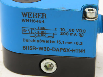 Weber Bi15R-W30-DAP6X-H1141 Proximity Switch Blue Sensor Ring  Lot of 2