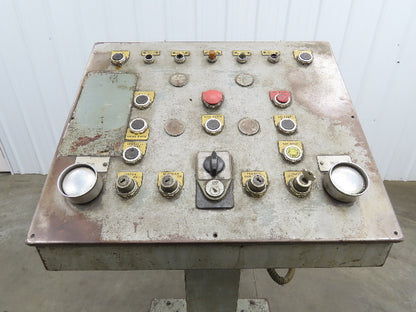 Hoffman Sloped Top Console Steel Enclosure 24 x18 x 13" Pushbuttons 55" Tall