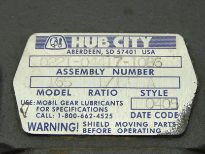 Hub City 0221-04417-1086 Bevel Gear Drive 1:1 Gearbox Dual Shaft Style A 165